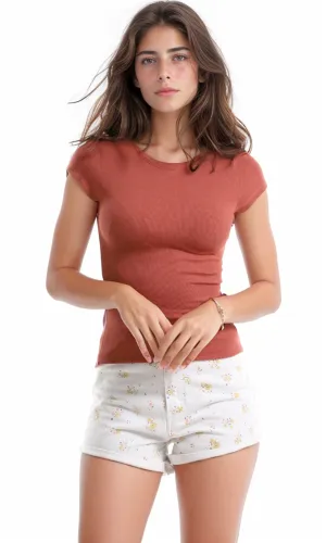 95799 Cap Sleeves Brick Brown Tee