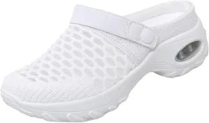 Air Cushion Orthopedic Slip On Shoes for Women Diabetic Mules Clogs Slip-On Mesh Shoes Wide Width Lightweight Beach Shoes Outdoor Slippers Walking Shoe