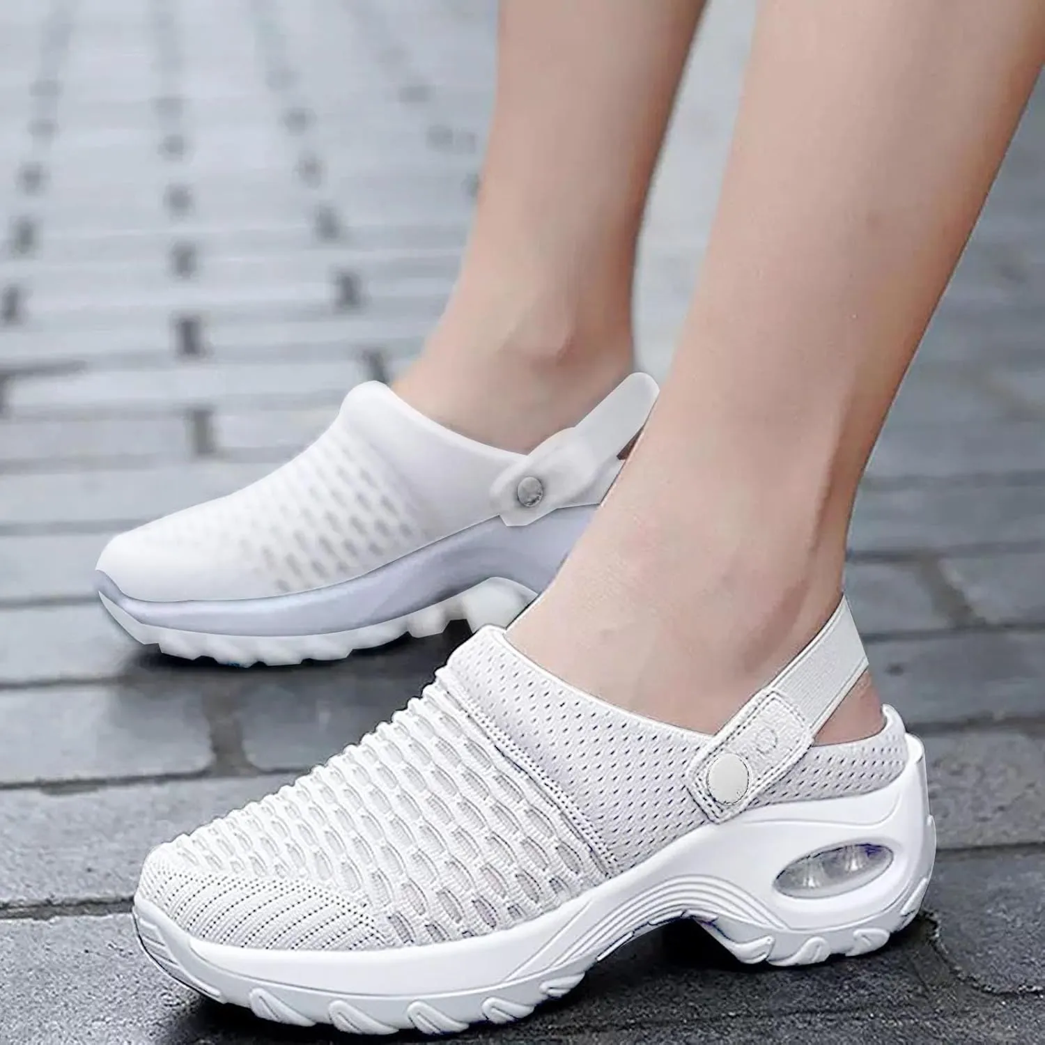 Air Cushion Orthopedic Slip On Shoes for Women Diabetic Mules Clogs Slip-On Mesh Shoes Wide Width Lightweight Beach Shoes Outdoor Slippers Walking Shoe