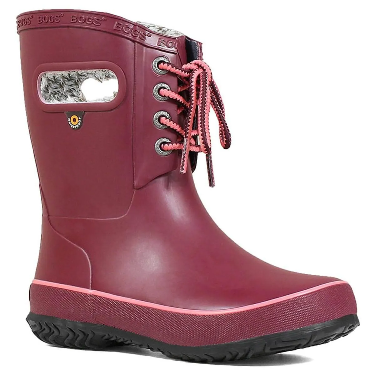 Bogs Kids' Insulated Rain Boots - Amanda Plush, Burgundy | 72454-601