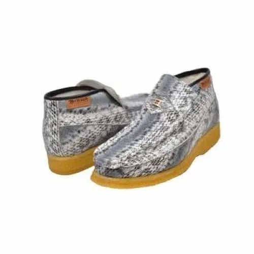 British Walkers Bwb Men's Gray Snake Skin Leather Crepe Sole Ankle Boots