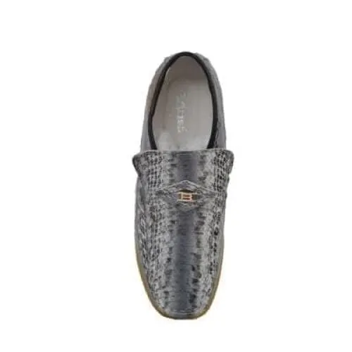 British Walkers Bwb Men's Gray Snake Skin Leather Crepe Sole Ankle Boots