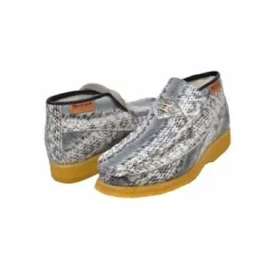 British Walkers Bwb Men's Gray Snake Skin Leather Crepe Sole Ankle Boots