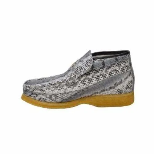British Walkers Bwb Men's Gray Snake Skin Leather Crepe Sole Ankle Boots