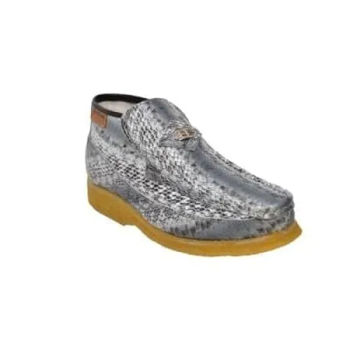 British Walkers Bwb Men's Gray Snake Skin Leather Crepe Sole Ankle Boots