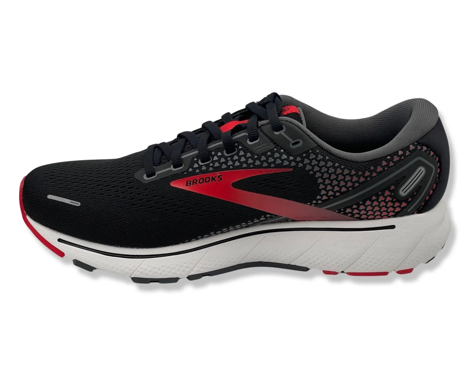 Brooks Ghost 14 Wide Running Sneakers In Black & Red For Men