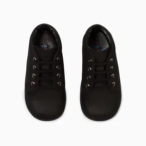 Classic Kids Leather Sneakers - Matte Black