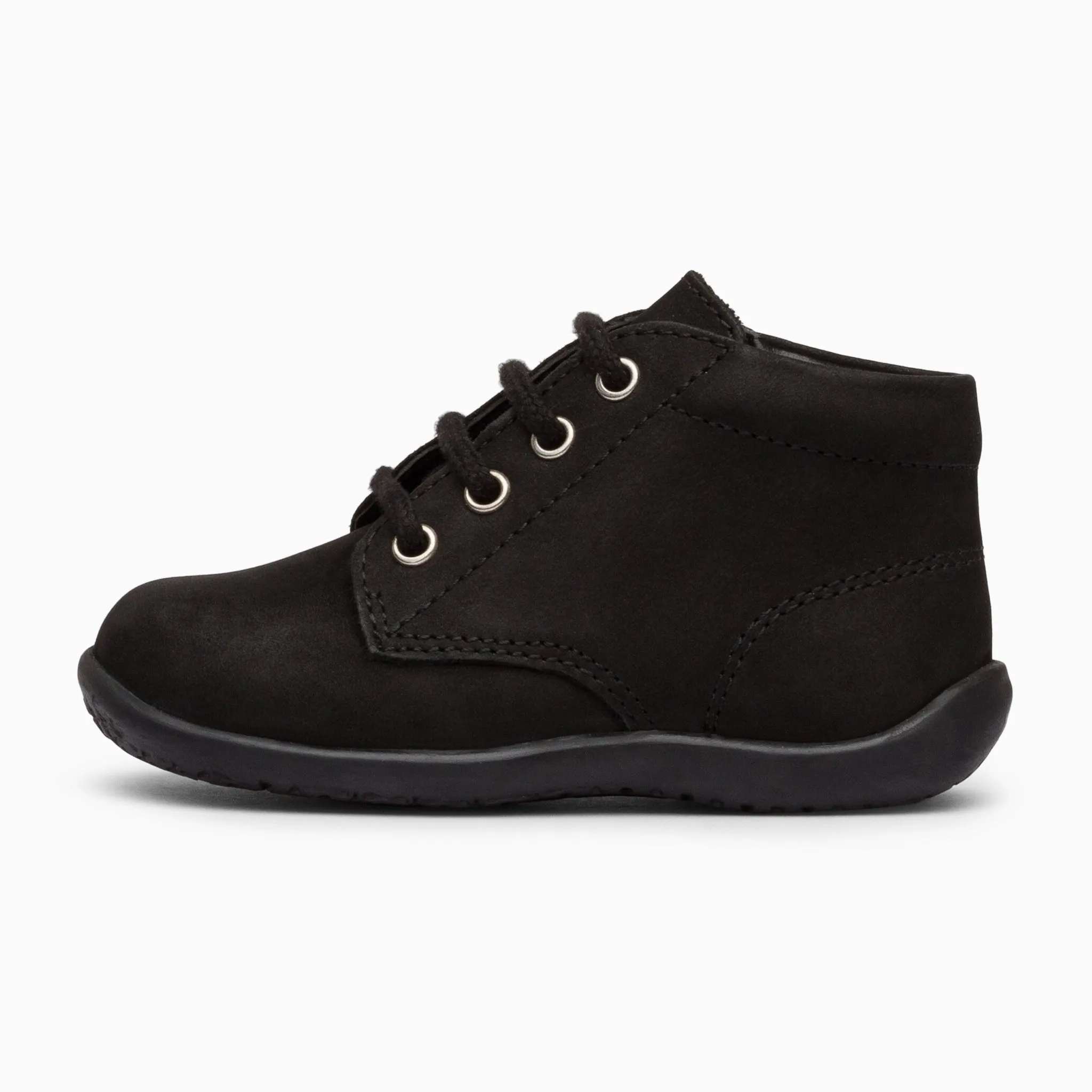 Classic Kids Leather Sneakers - Matte Black