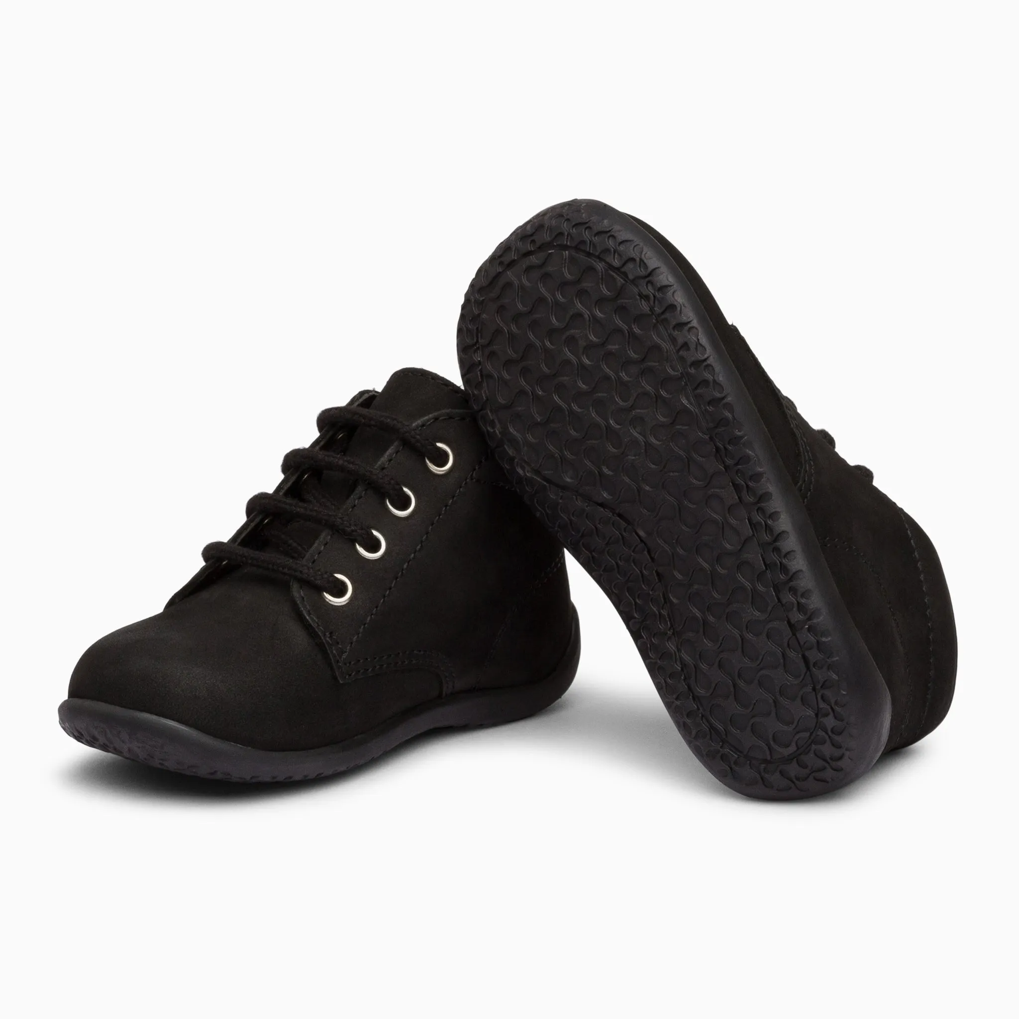 Classic Kids Leather Sneakers - Matte Black