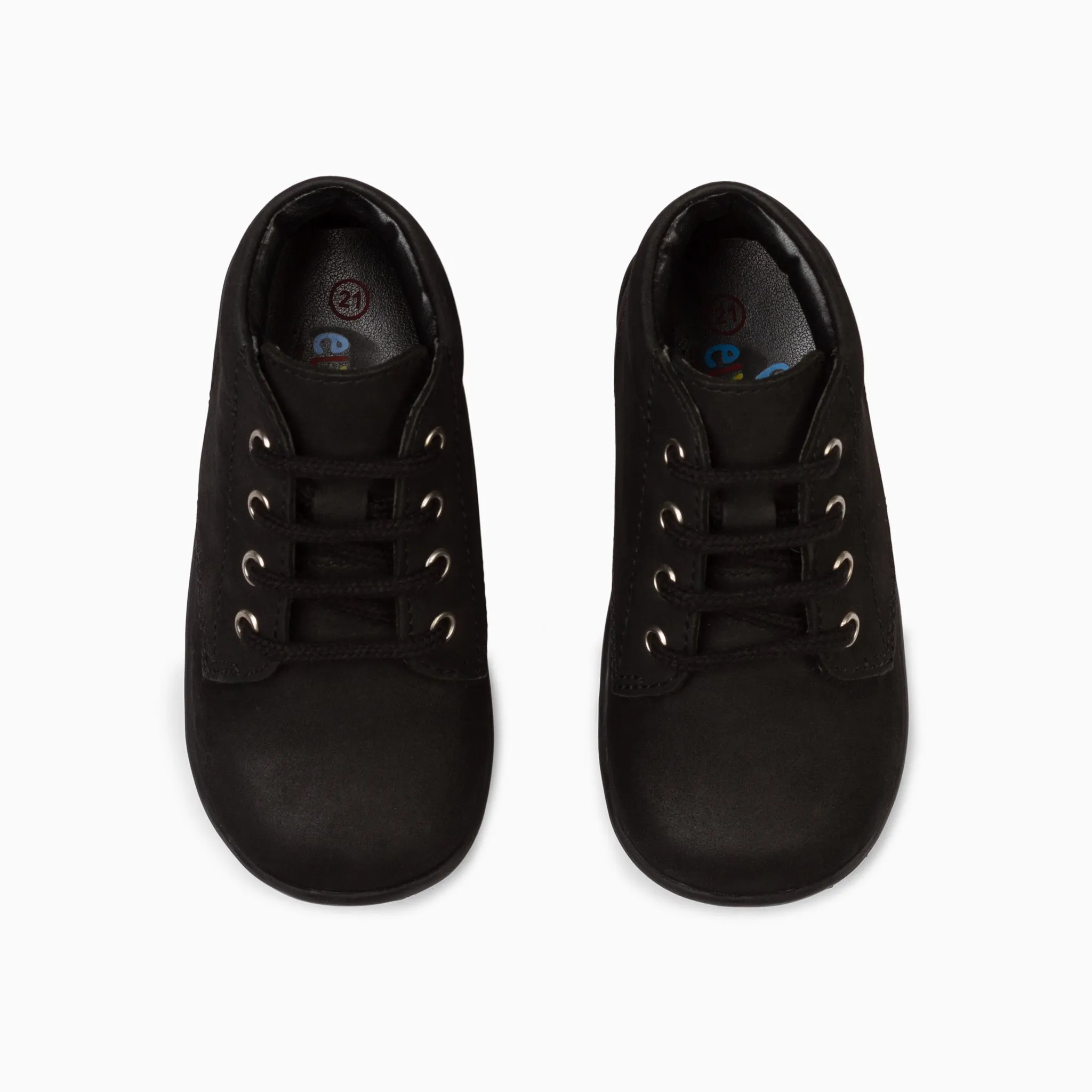 Classic Kids Leather Sneakers - Matte Black