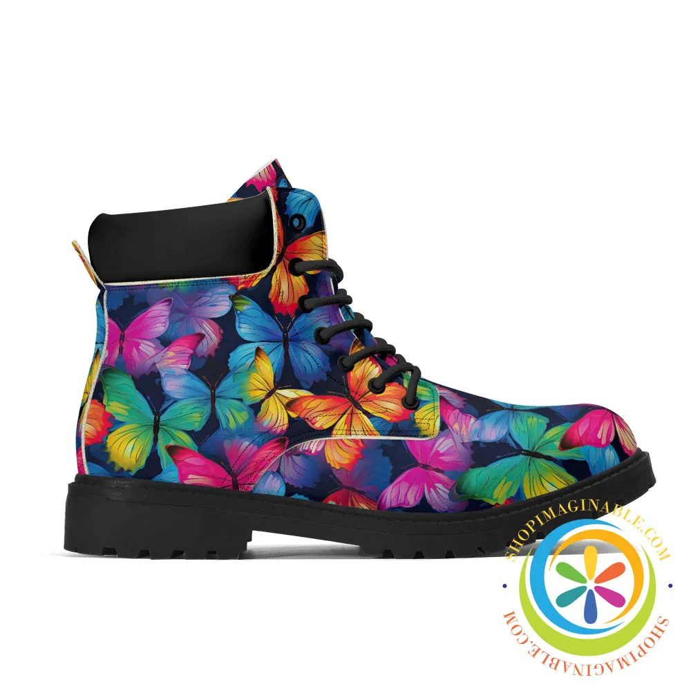Dazzling Rainbow Butterflies Women's Boots