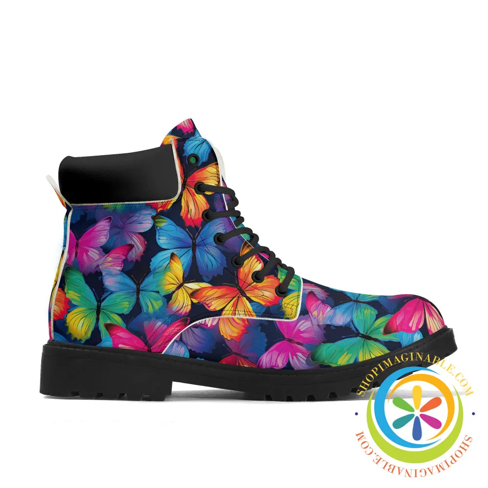 Dazzling Rainbow Butterflies Women's Boots