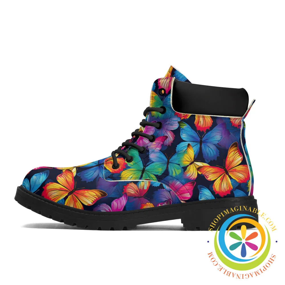 Dazzling Rainbow Butterflies Women's Boots