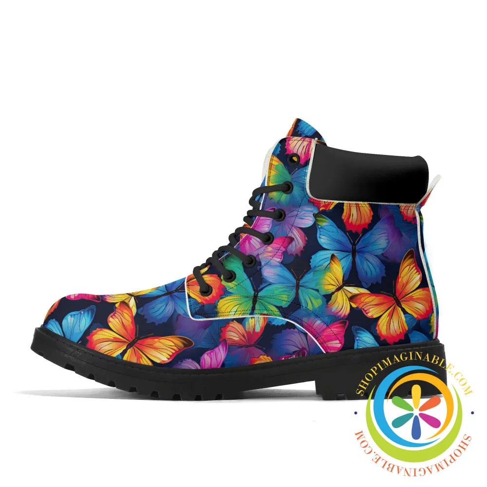 Dazzling Rainbow Butterflies Women's Boots