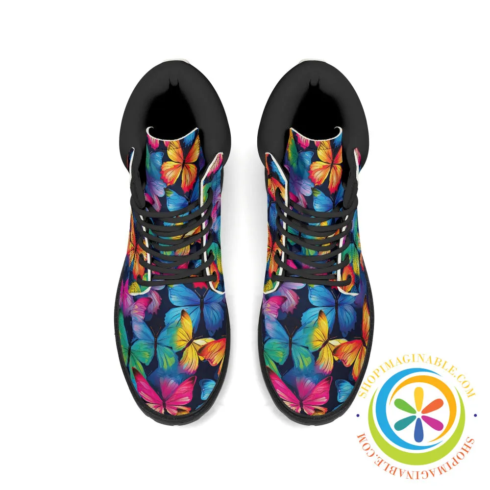 Dazzling Rainbow Butterflies Women's Boots