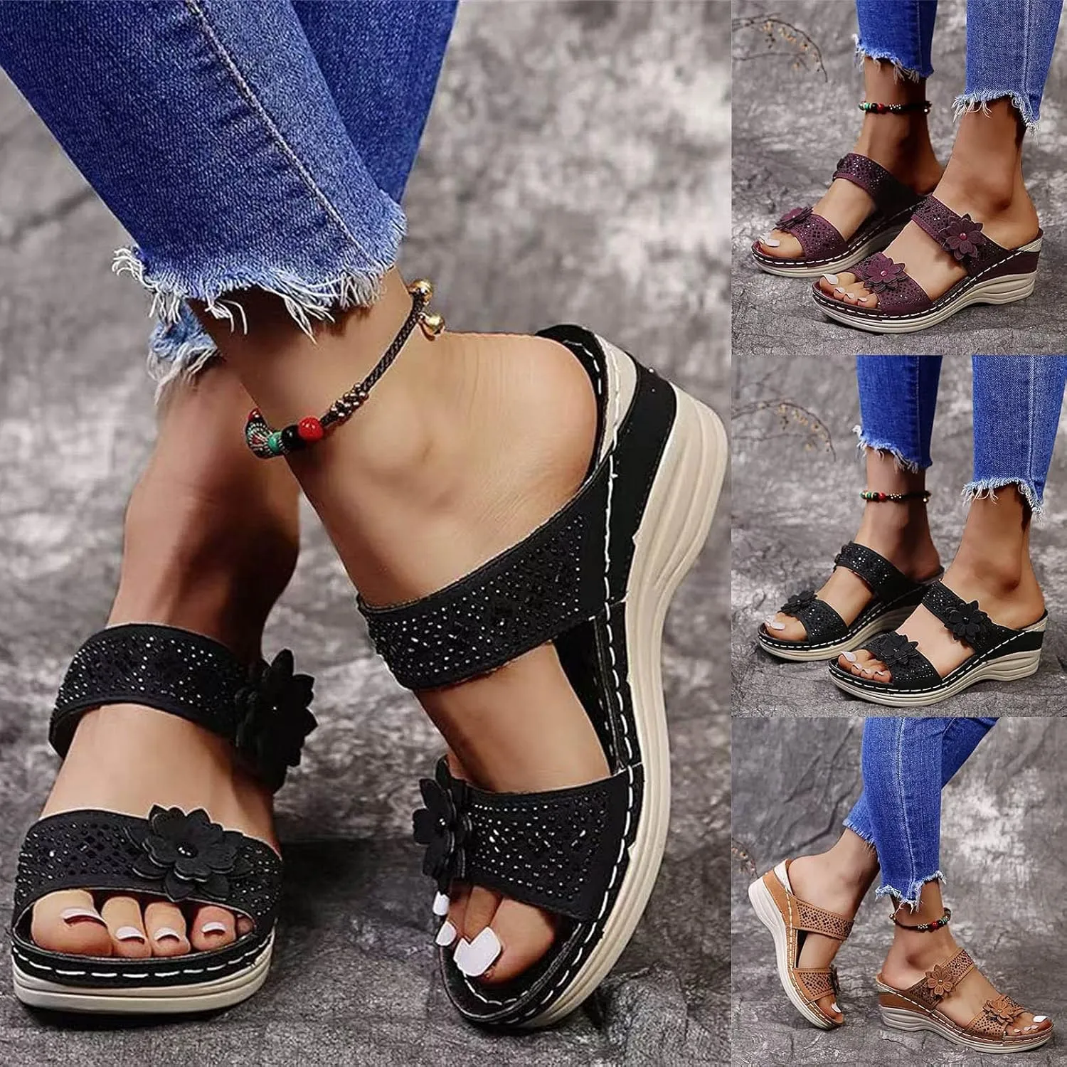 Eduavar Walking Sandals Women Comfort, Sandals Women Dressy Comfortable Sandals Open Toe Slip On Walking Sandals Shoes