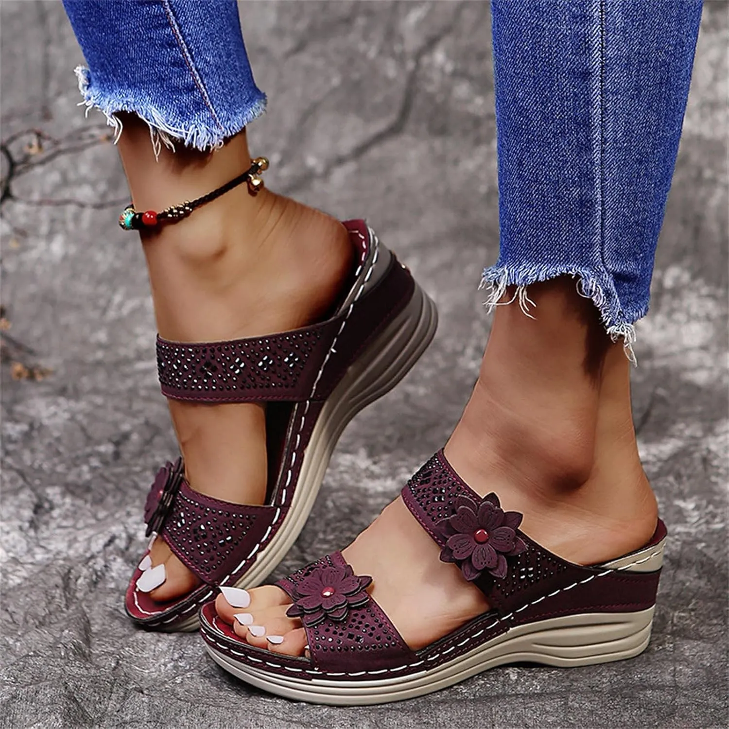 Eduavar Walking Sandals Women Comfort, Sandals Women Dressy Comfortable Sandals Open Toe Slip On Walking Sandals Shoes