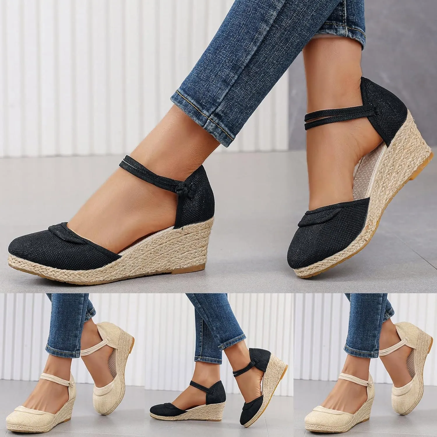 Eduavar Womens Sandals Dressy, Sandals for Women Casual Summer Close Toed Espadrille Wedge Platform Sandals Shoes