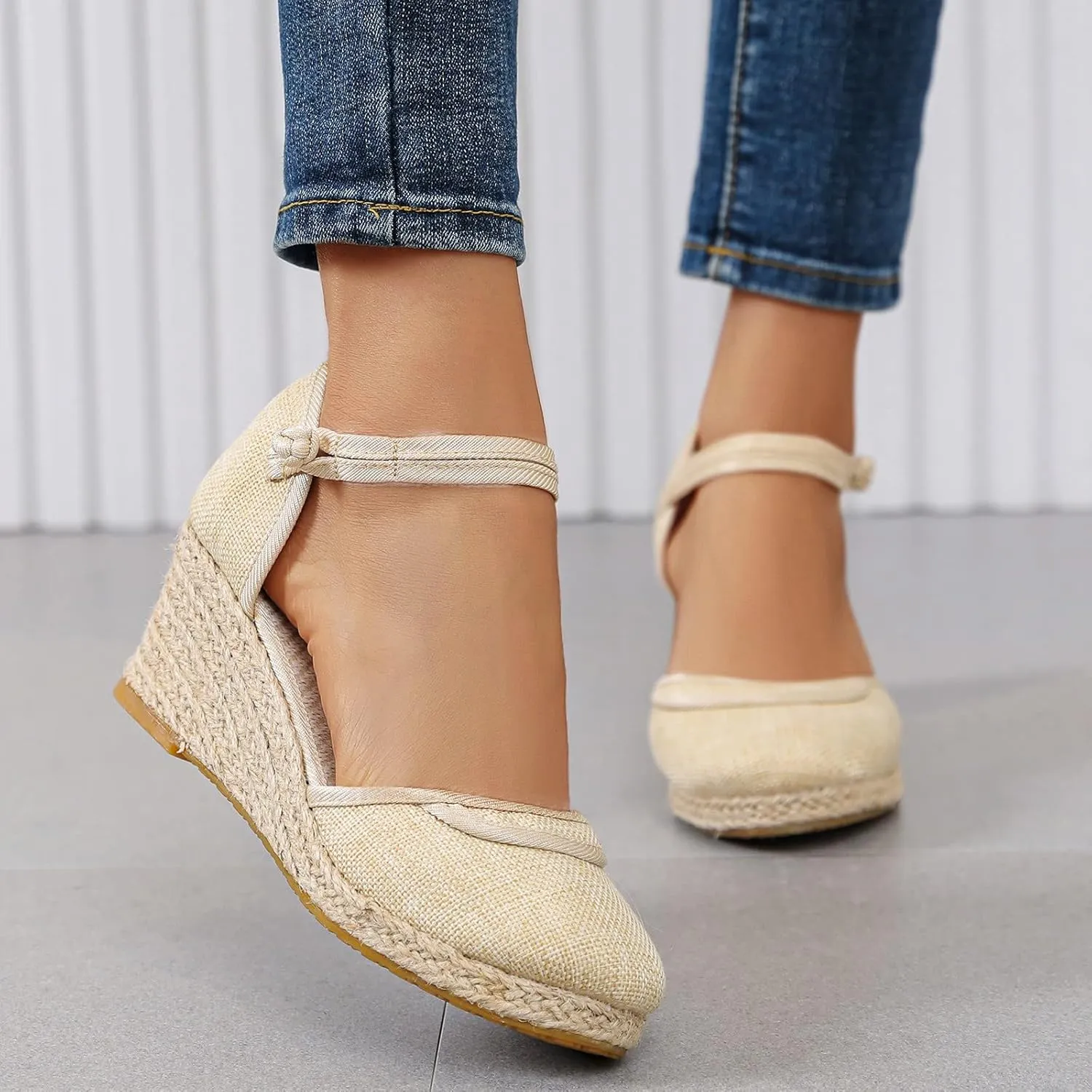 Eduavar Womens Sandals Dressy, Sandals for Women Casual Summer Close Toed Espadrille Wedge Platform Sandals Shoes