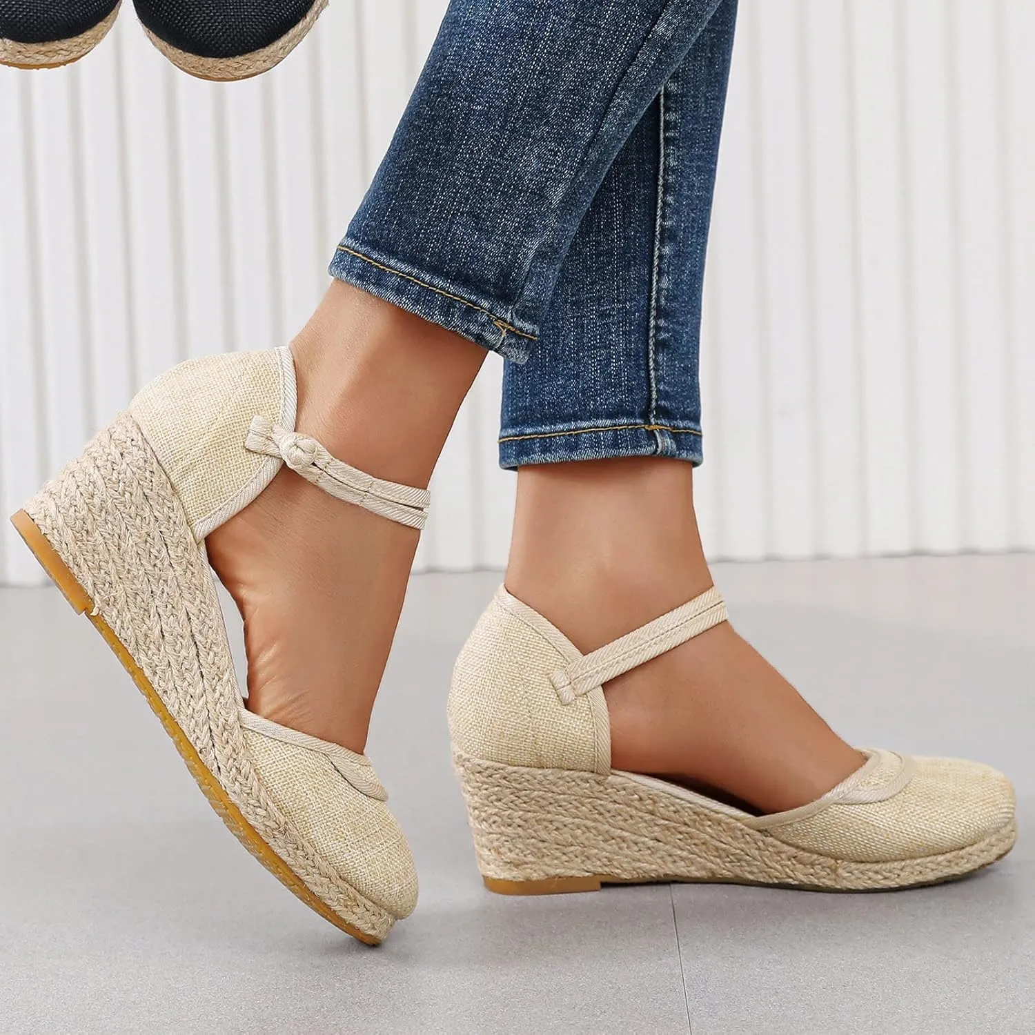 Eduavar Womens Sandals Dressy, Sandals for Women Casual Summer Close Toed Espadrille Wedge Platform Sandals Shoes
