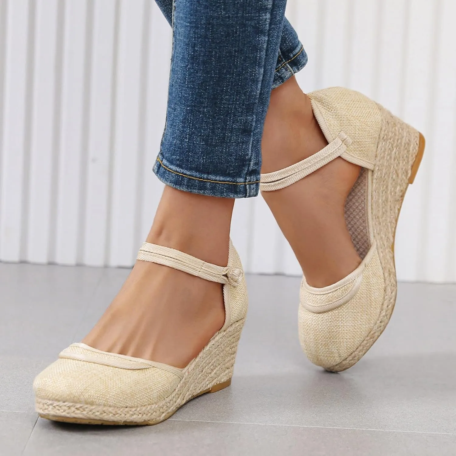 Eduavar Womens Sandals Dressy, Sandals for Women Casual Summer Close Toed Espadrille Wedge Platform Sandals Shoes