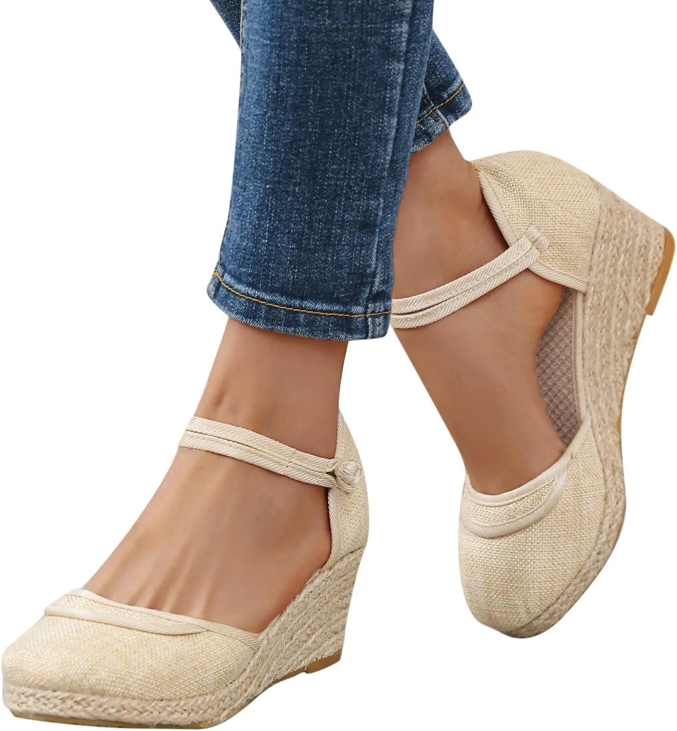 Eduavar Womens Sandals Dressy, Sandals for Women Casual Summer Close Toed Espadrille Wedge Platform Sandals Shoes