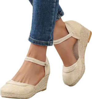Eduavar Womens Sandals Dressy, Sandals for Women Casual Summer Close Toed Espadrille Wedge Platform Sandals Shoes
