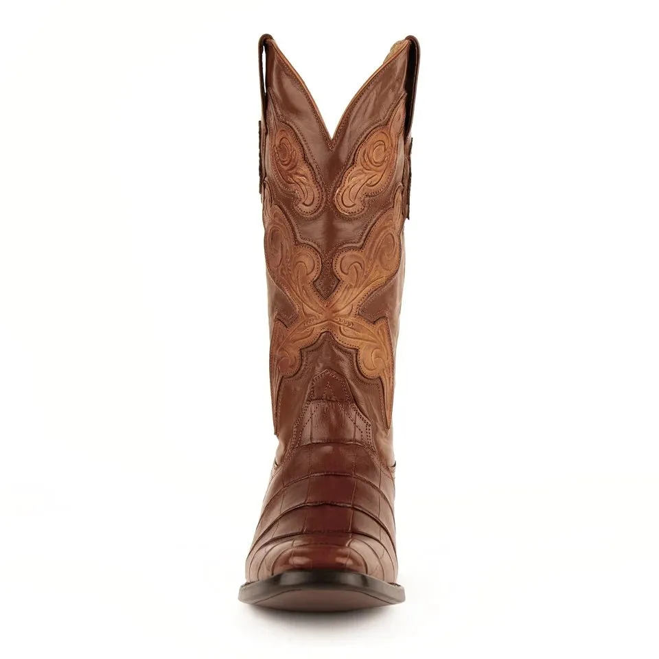 Ferrini Men's Stallion Alligator Belly Boots French Toe Handcrafted Cognac  1074102