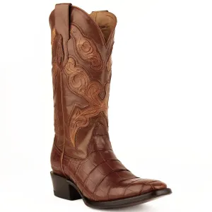 Ferrini Men's Stallion Alligator Belly Boots French Toe Handcrafted Cognac  1074102