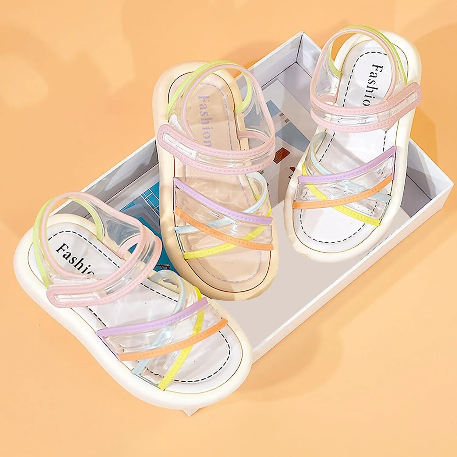 Girls Kids Foam Sole Sandals Jelly X-Strap Soft Outdoor Water Wide Shoes Baby Toddler Infant Summer Casual Non Slip
