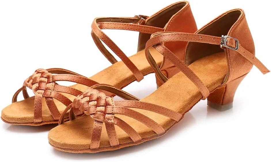 JUODVMP Girl Latin Dance Shoes Ballroom Performance Shoes for Girl and Women,Model VS-WH1208-XGG