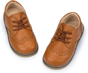 KIDSUN Toddler Boys Girls Dress Shoes Comfort Lace-Up Oxford School Uniform Shoes Loafer Flats (Toddler/Little Kid) E-Black