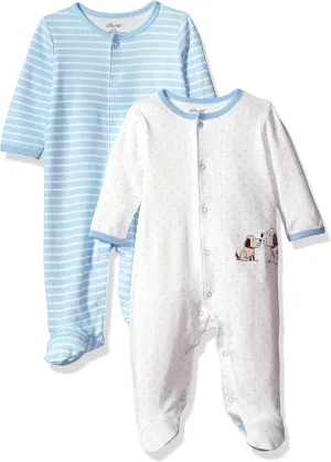 Little Me Baby Boys' and Girls' 100% Cotton 2-Pack Footies