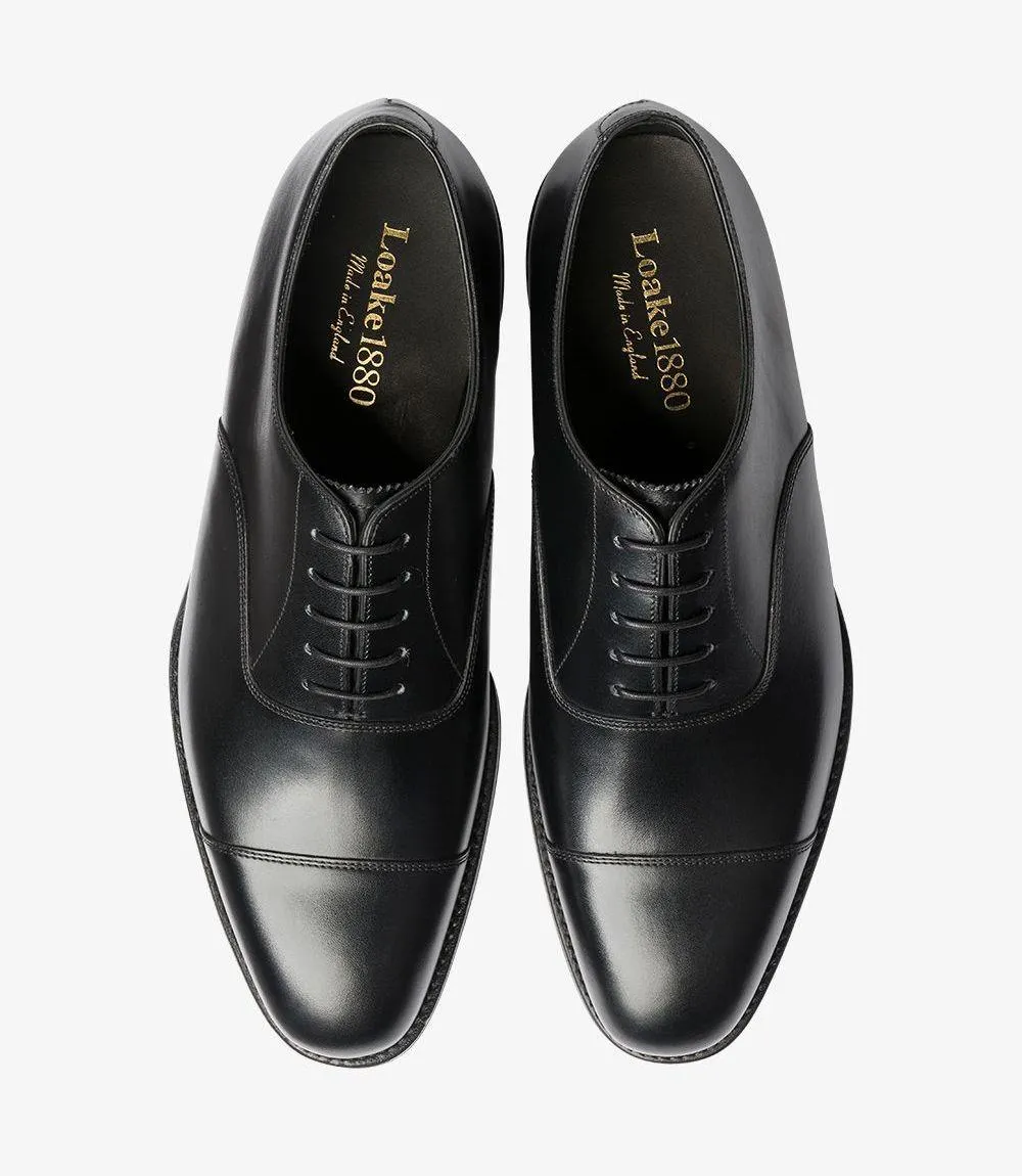 LOAKE ALDWYCH BLACK OXFORD TOE CAP RUBBER SOLE G-WIDE