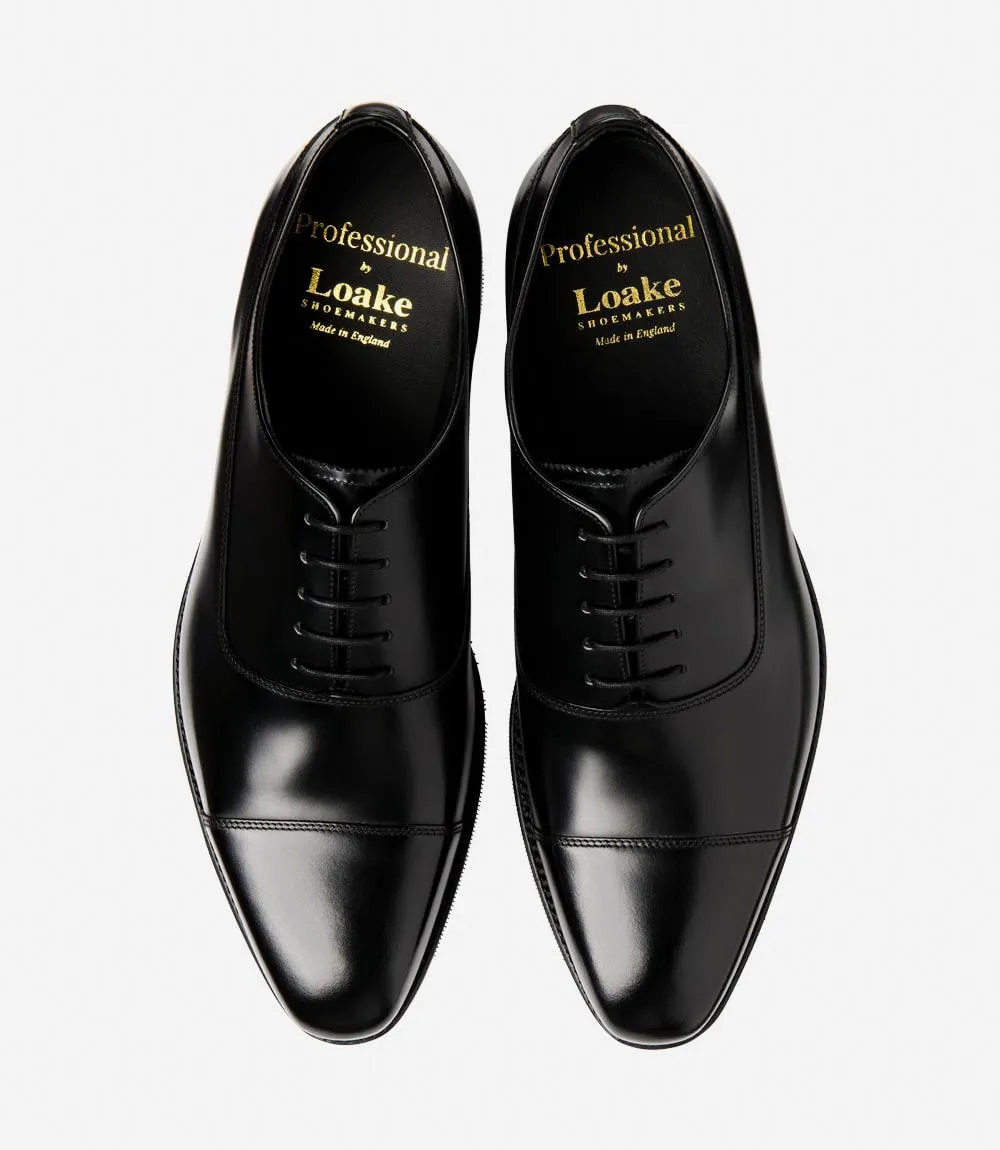 LOAKE TRUMAN BLACK POLISHED OXFORD RUBBER SOLE F-MEDIUM
