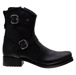 Men's Biker Boots Sendra 8787 Black Leather Square Toe Zipper Boots