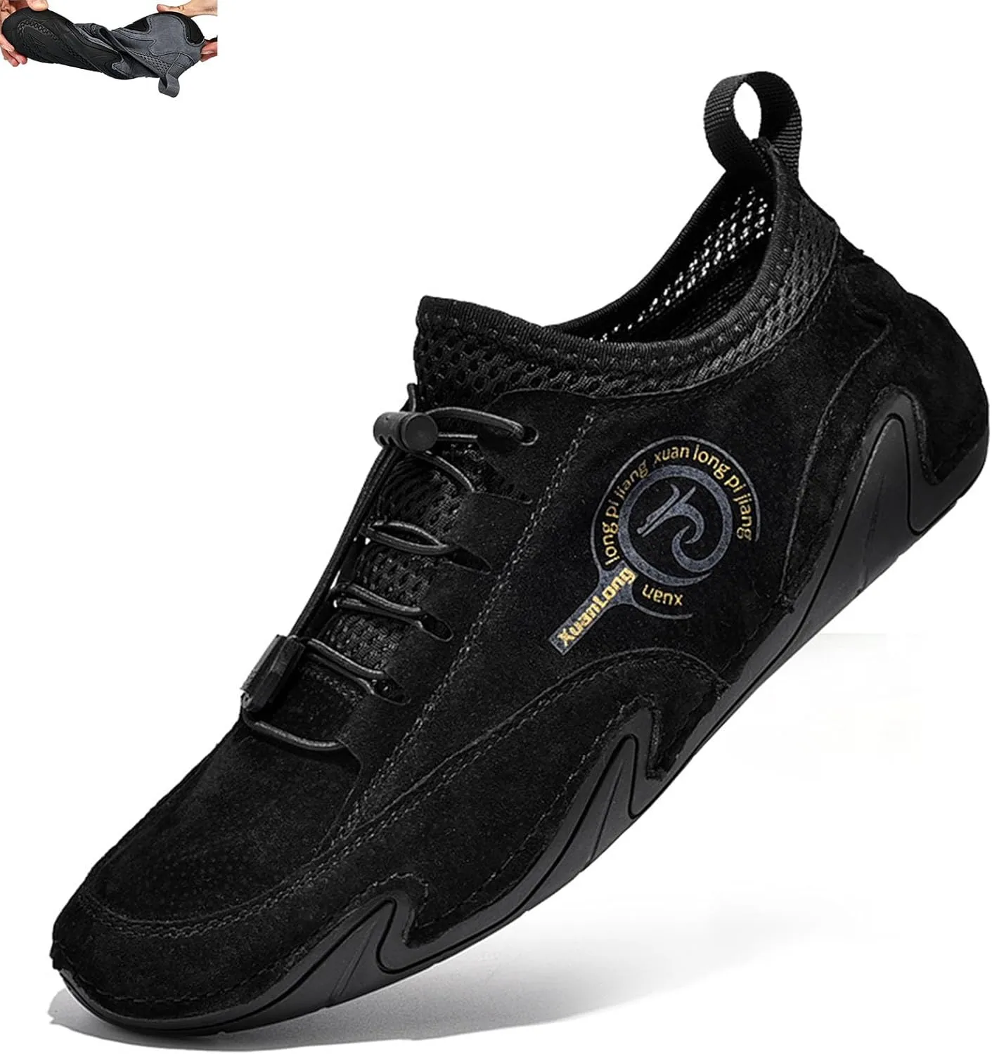 Men's Casual Octopus Suede Breathable Walking Shoes Comfortable Lace-Up Non-Slip Waterproof Lightweight Hiking Shoes Suitable for Hiking, Camping and Driving in All Seasons.