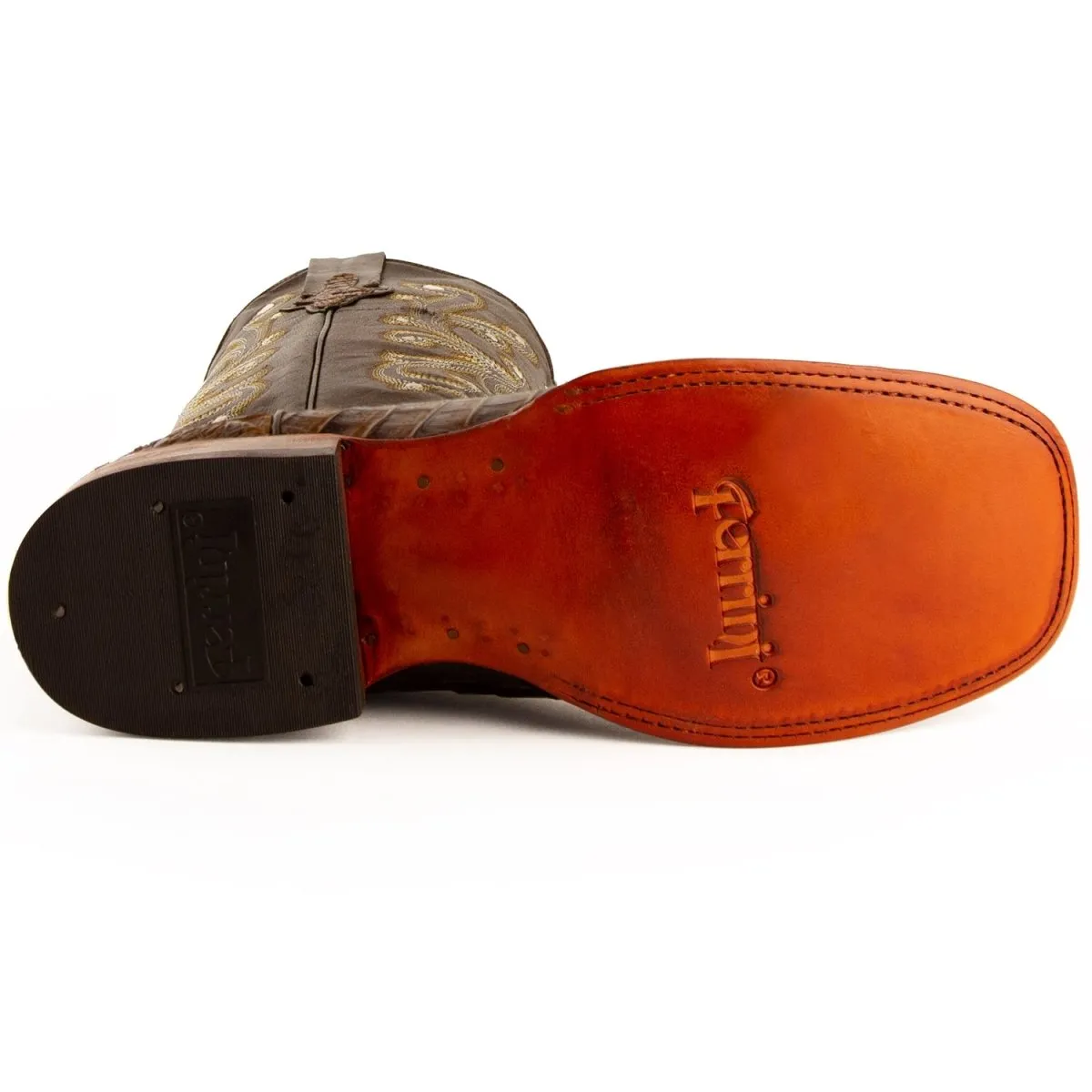 Men's Ferrini Caiman Crocodile Print Boots Handcrafted Rust  4039323