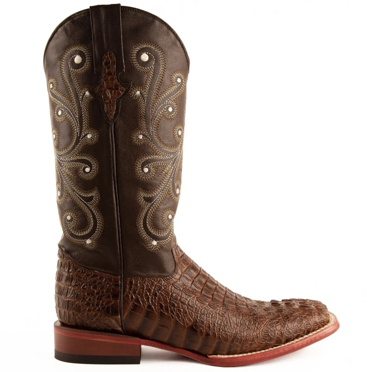 Men's Ferrini Caiman Crocodile Print Boots Handcrafted Rust  4039323
