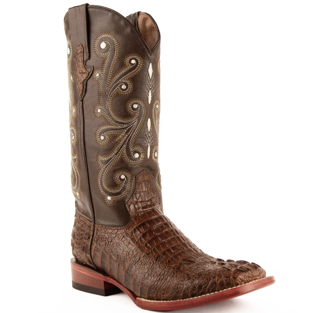Men's Ferrini Caiman Crocodile Print Boots Handcrafted Rust  4039323