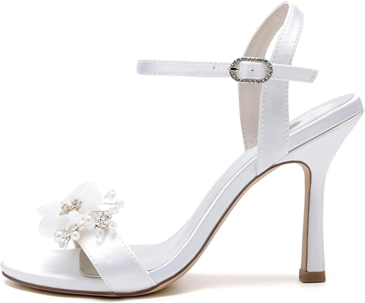 Minishion High Heel Shoes for Women Wedding Slingback Evening Prom Sandals with Flowers MS314