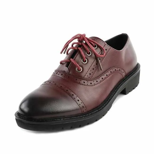Red Vintage Flat Oxford Shoes British Style