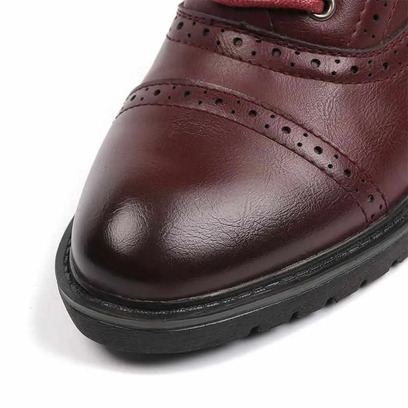 Red Vintage Flat Oxford Shoes British Style