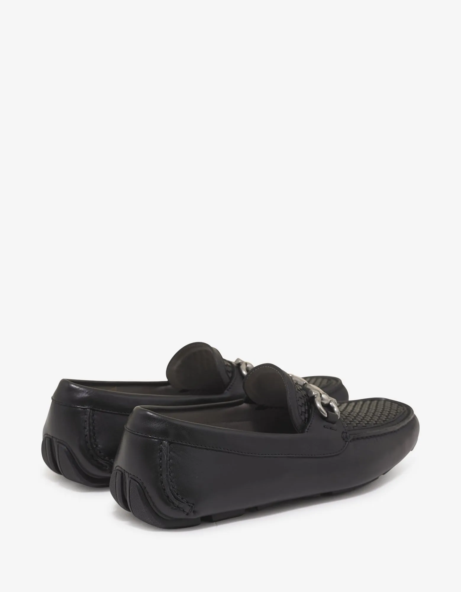 Salvatore Ferragamo Black Parigi Basket Weave Driving Shoes