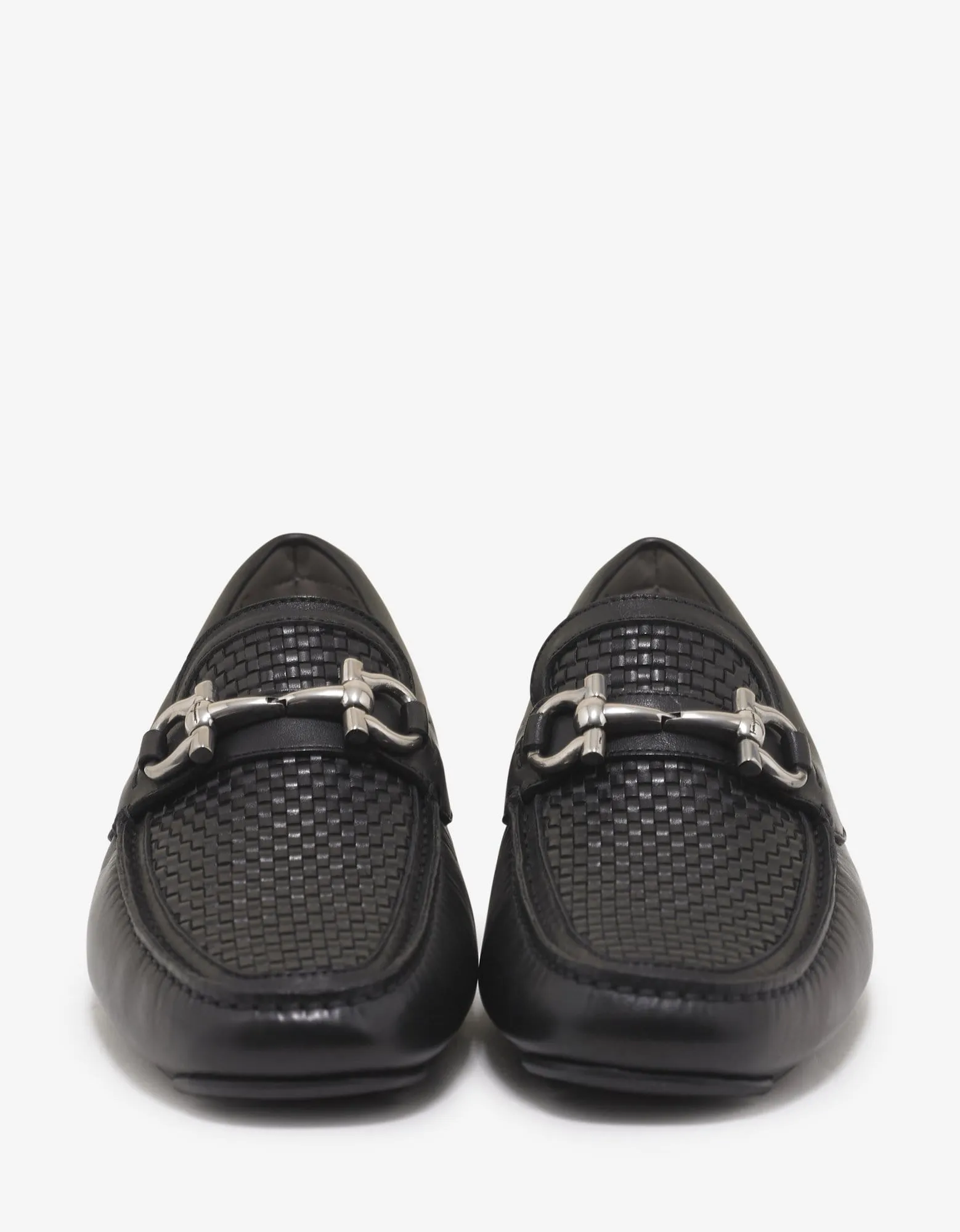 Salvatore Ferragamo Black Parigi Basket Weave Driving Shoes