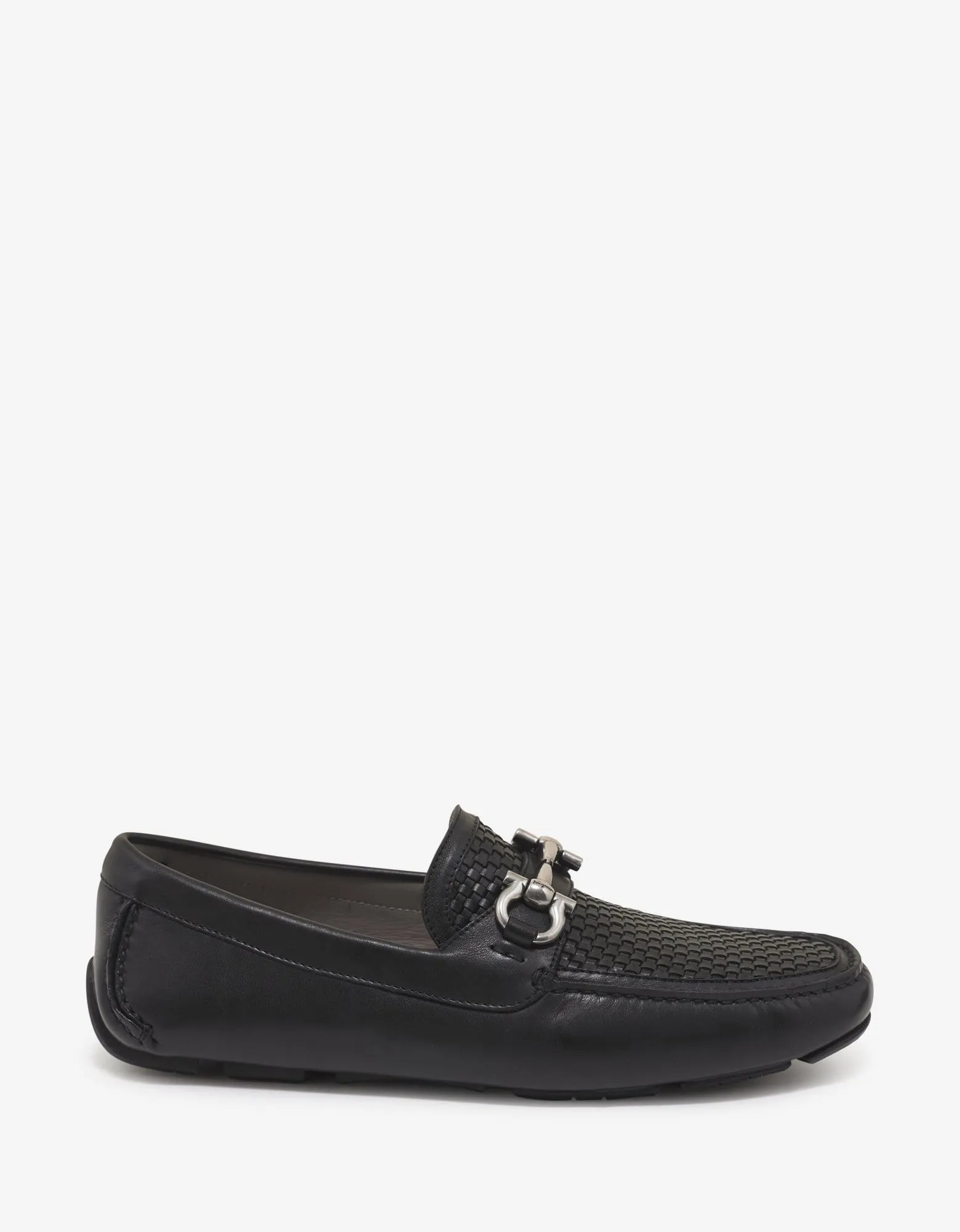 Salvatore Ferragamo Black Parigi Basket Weave Driving Shoes