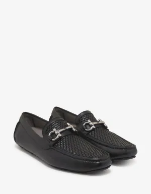 Salvatore Ferragamo Black Parigi Basket Weave Driving Shoes