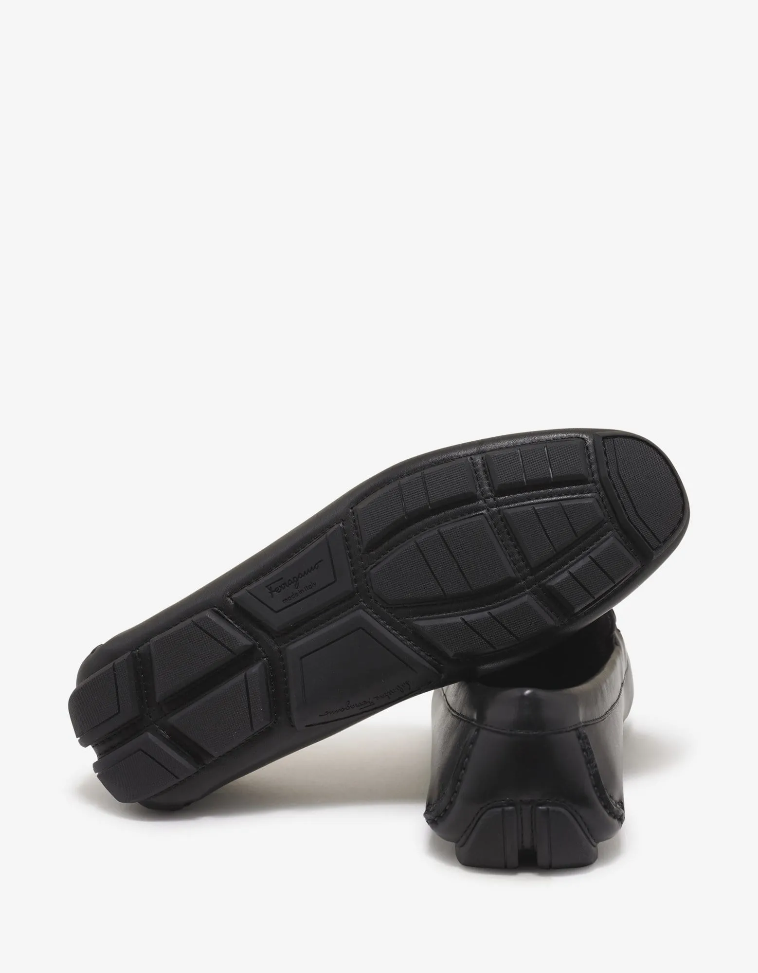 Salvatore Ferragamo Black Parigi Basket Weave Driving Shoes