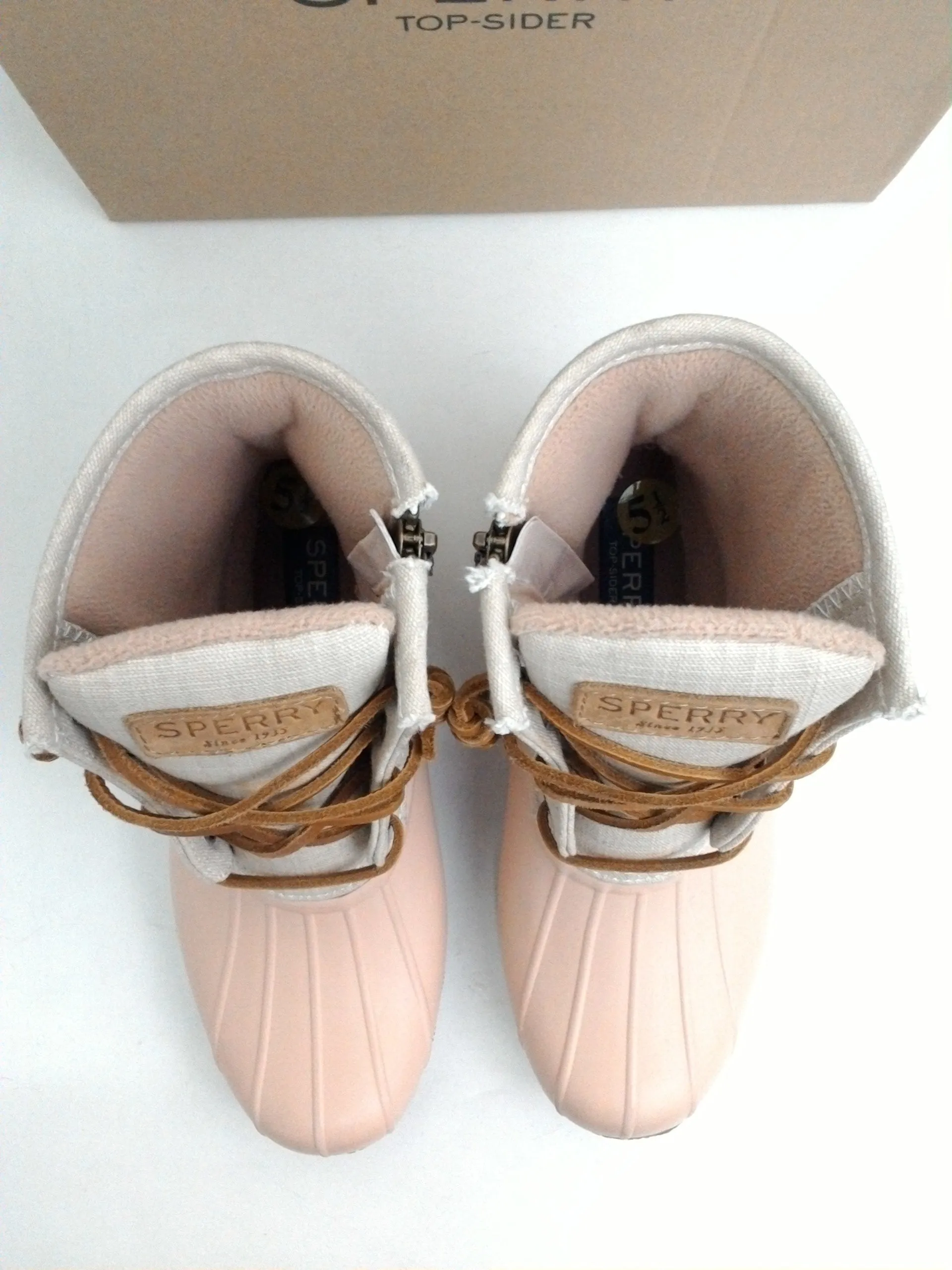 Sperry Women's Salt Water Cancas Rose/Oat Rain Boot Size 5.5 M