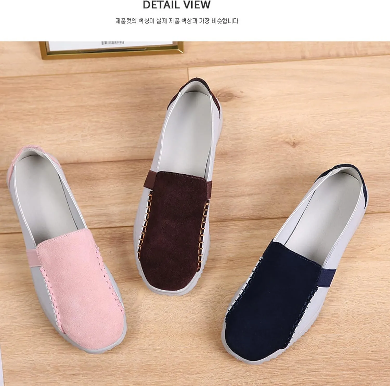 Women's Owlkay Color Block Suede Flat Loafers,Casual Breathable Orthopedic Leather Comfy Walking Slip-On Fashion Boat Shoes